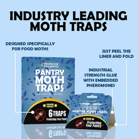 Professor Killamoth pantry moth traps blue design glue system captures pests safely.