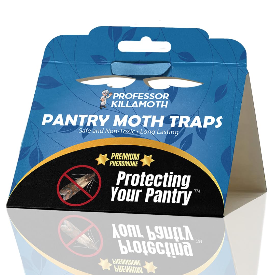 Professor Killamoth pantry moth traps blue design compact packaging for storage.