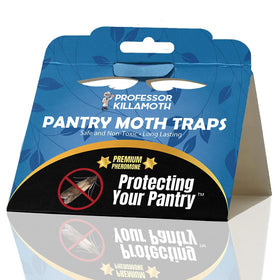 Professor Killamoth pantry moth traps blue design compact packaging for storage.