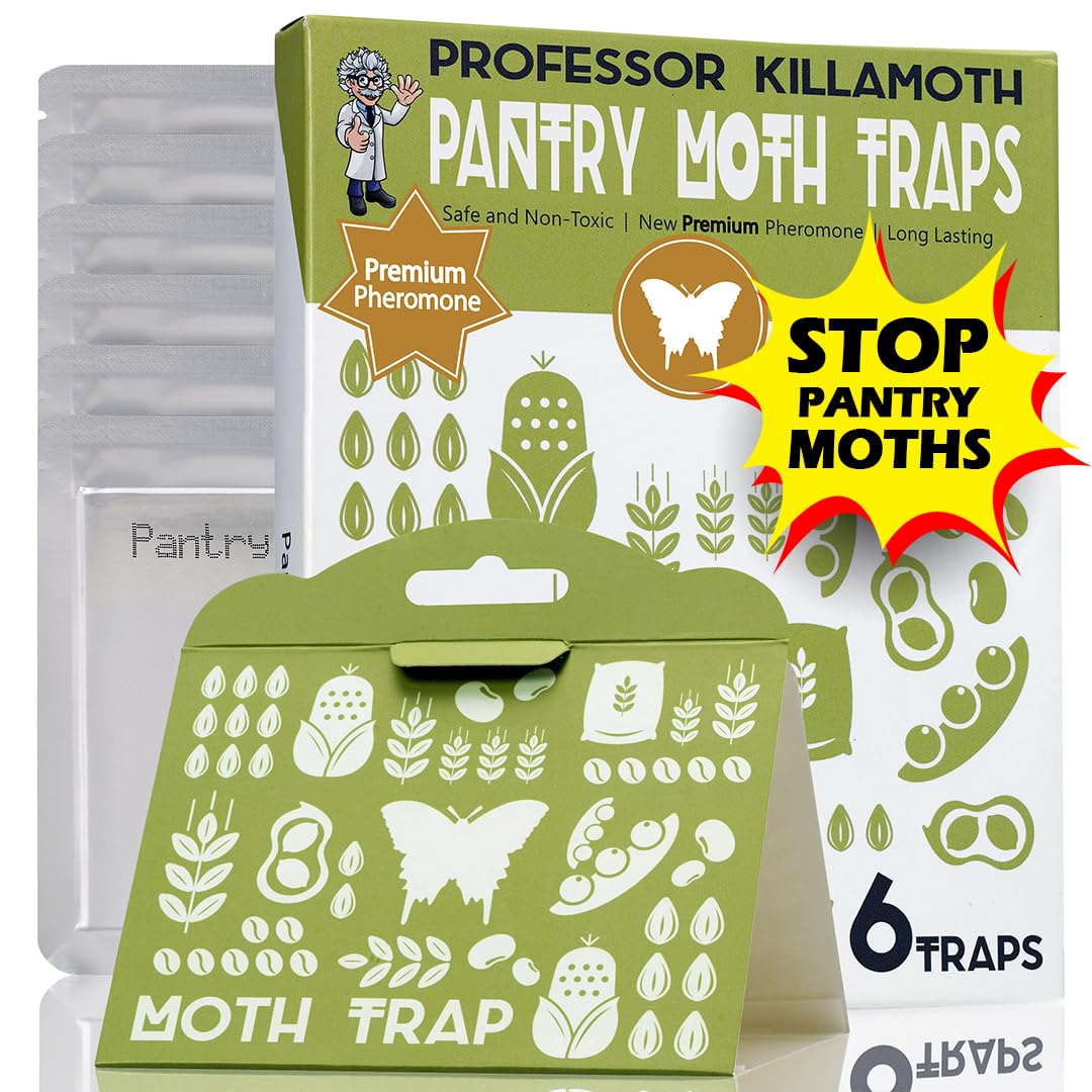 Professor Killamoth pantry moth traps pack box for easy setup and protection.
