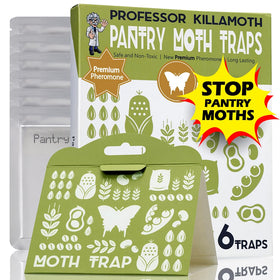 Professor Killamoth pantry moth traps pack box for easy setup and protection.