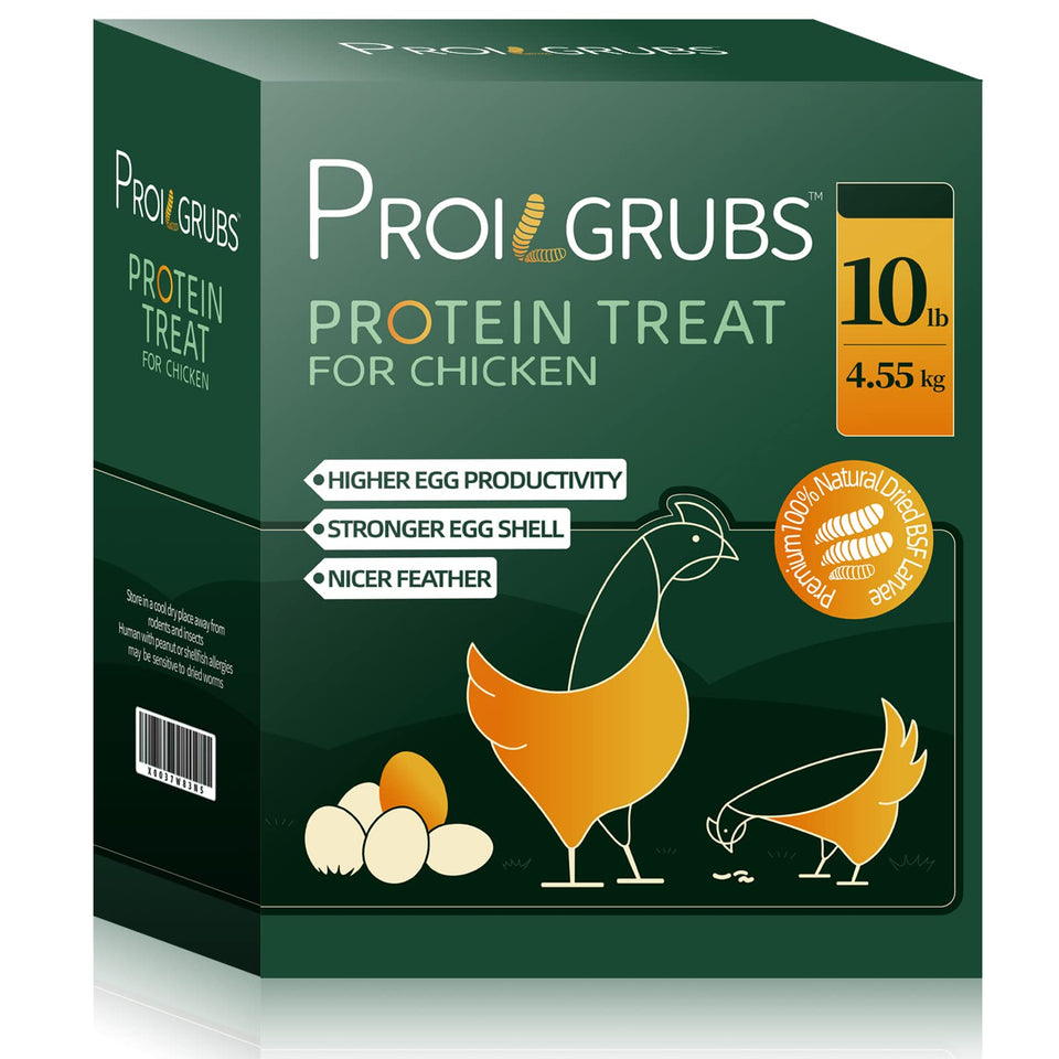 PROILGRUBS BSFL 10lbs bag showing convenient packaging for protein-rich feed.