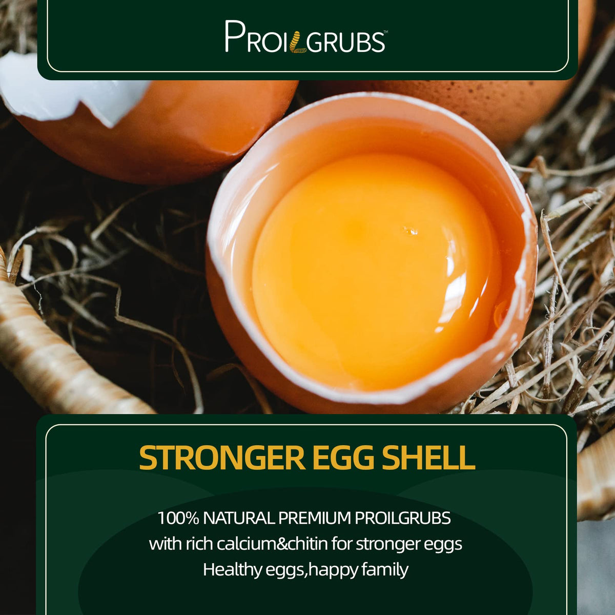PROILGRUBS BSFL nutrition panel image highlighting protein, fat, and minerals.