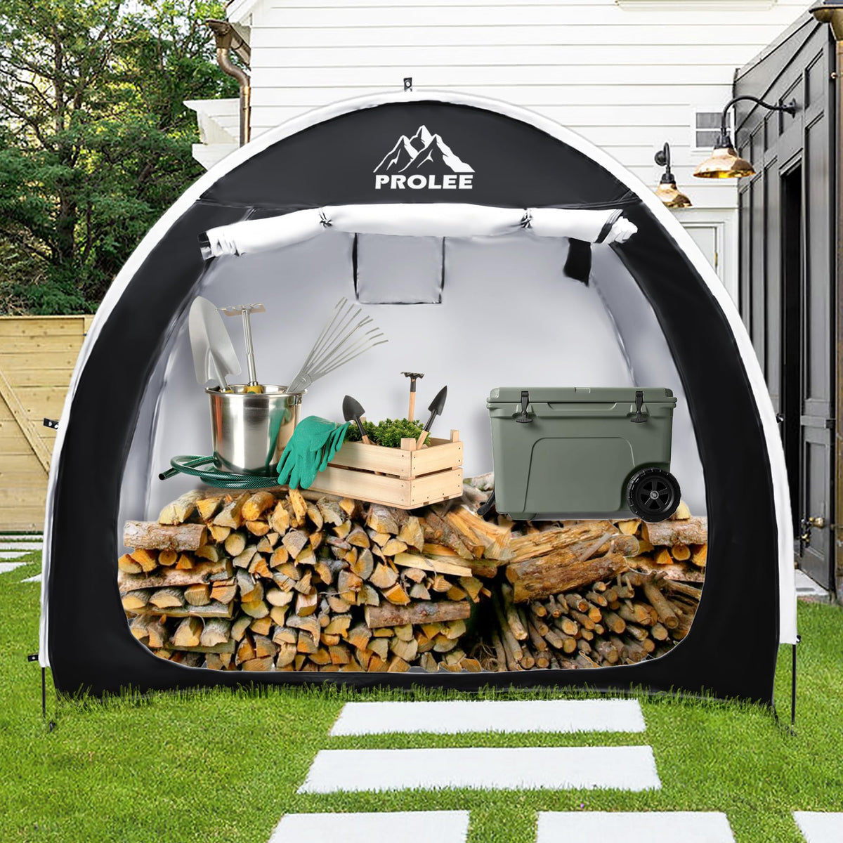 PROLEE Bike Shed foldable design enables portable storage on trips.