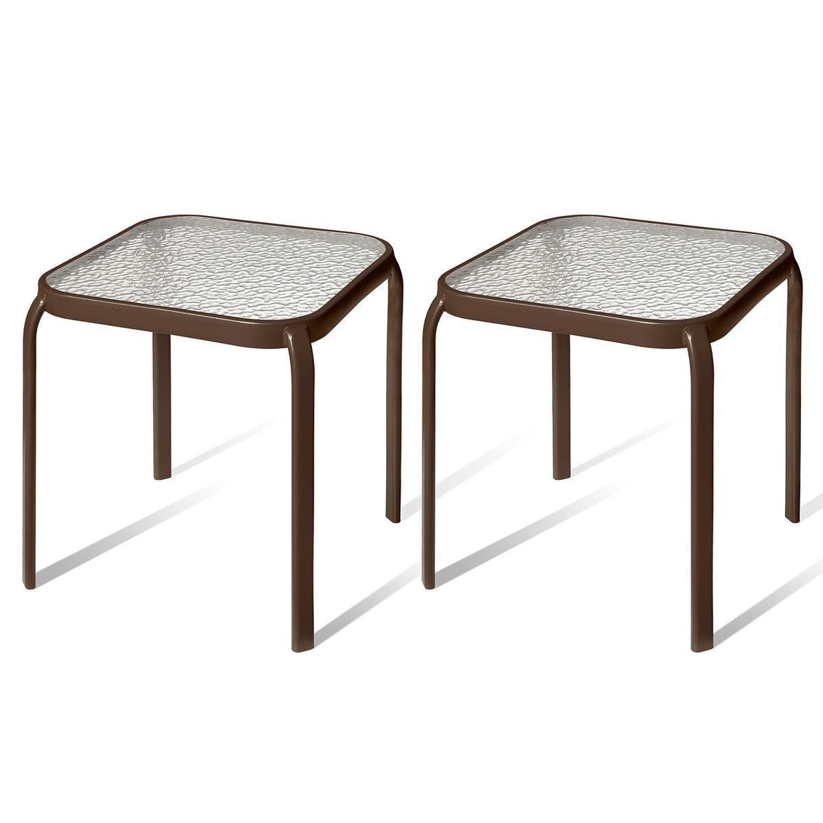PROLISOK bronze outdoor side table pair, 16-inch, ideal for drinks and small plants.