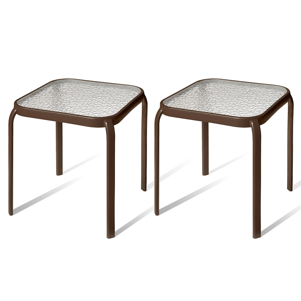 PROLISOK bronze outdoor side table pair, 16-inch, ideal for drinks and small plants.