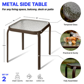 PROLISOK bronze side table with tempered glass top, easy to wipe clean.
