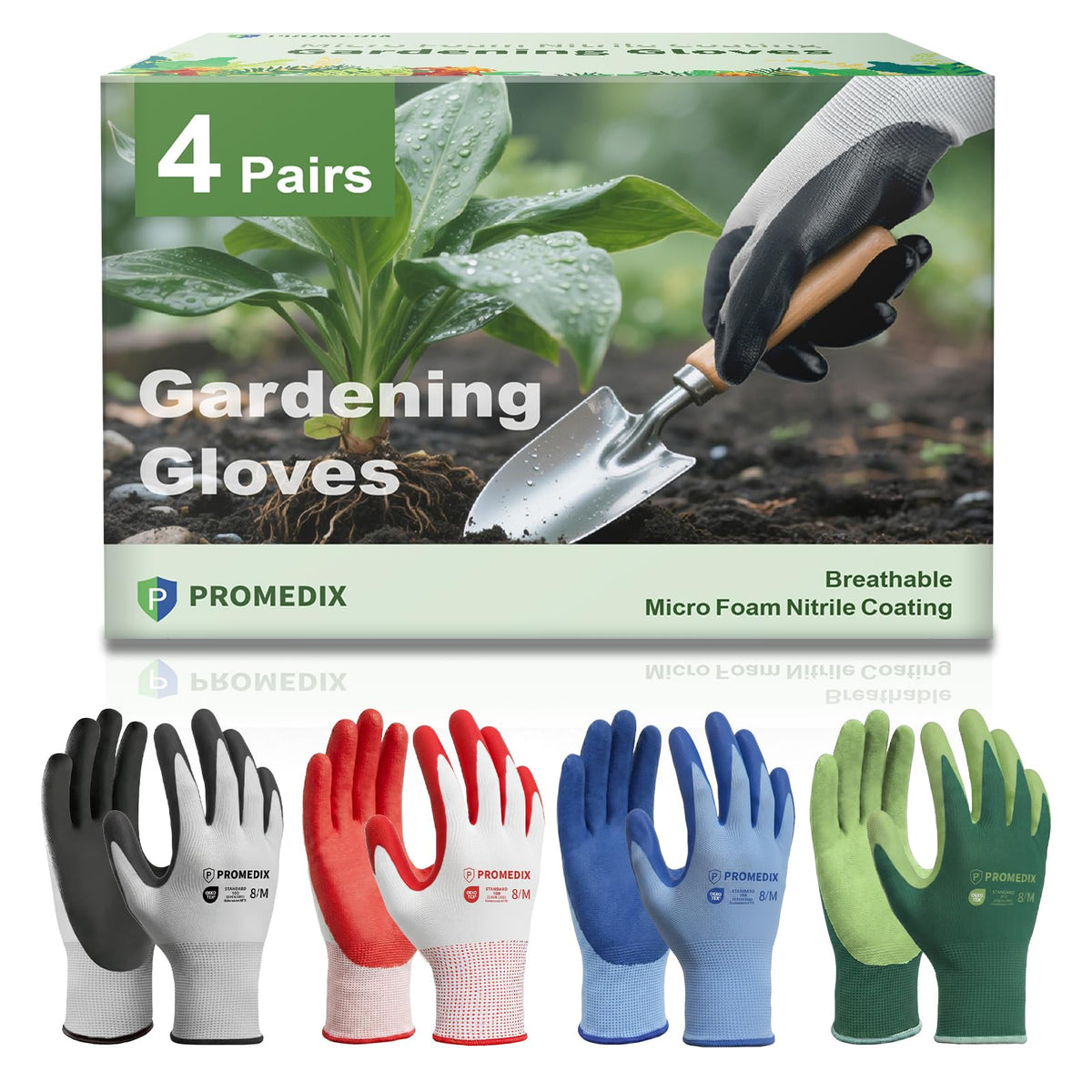 PROMEDIX P garden gloves with breathable knit for cool hands during gardening.