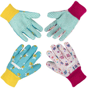 PROMEDIX P kids garden gloves in blue and pink two-pair pack for small hands