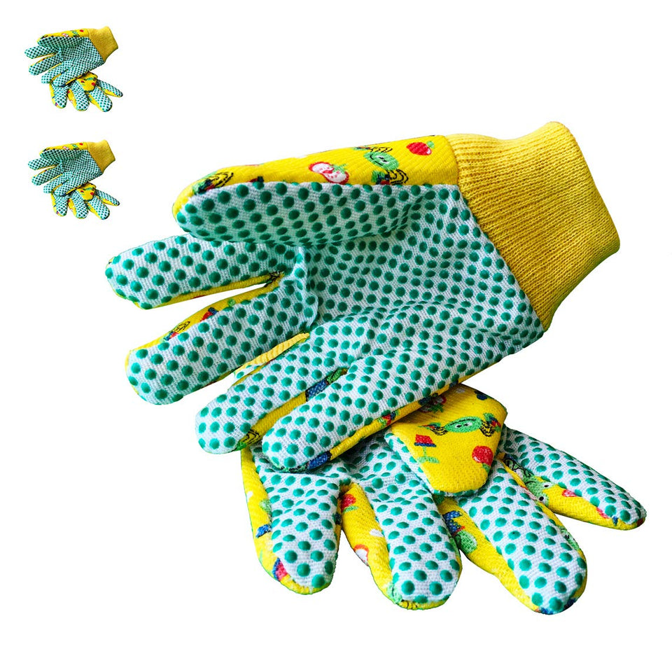 PROMEDIX P kids garden gloves with palm dots for secure grip.