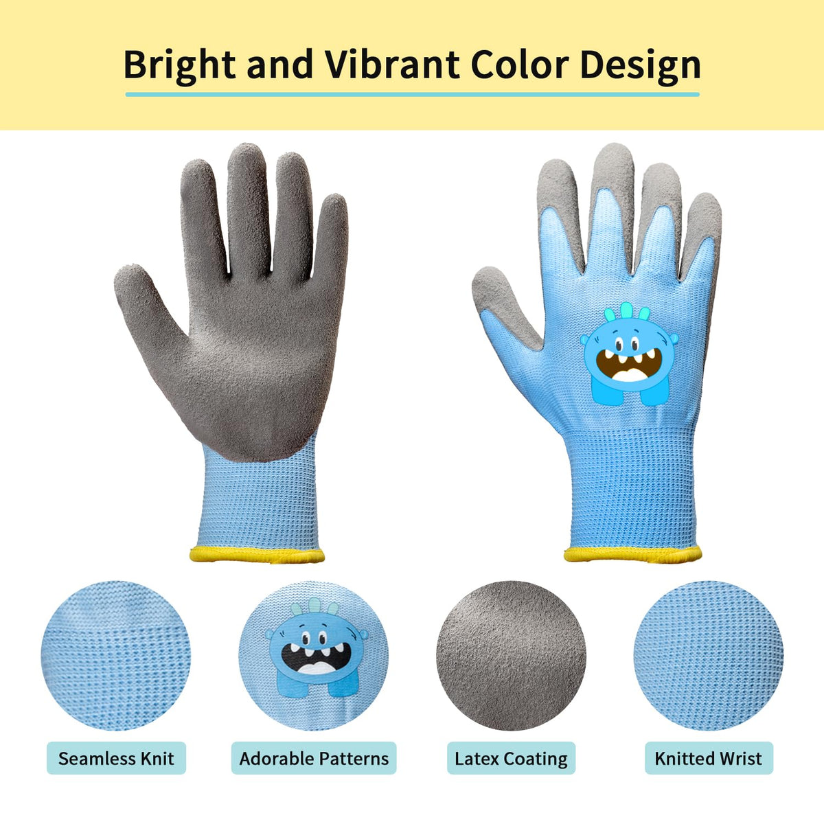 Promedix P Kids Gardening Gloves with elastic wrists for secure, easy on-off use.
