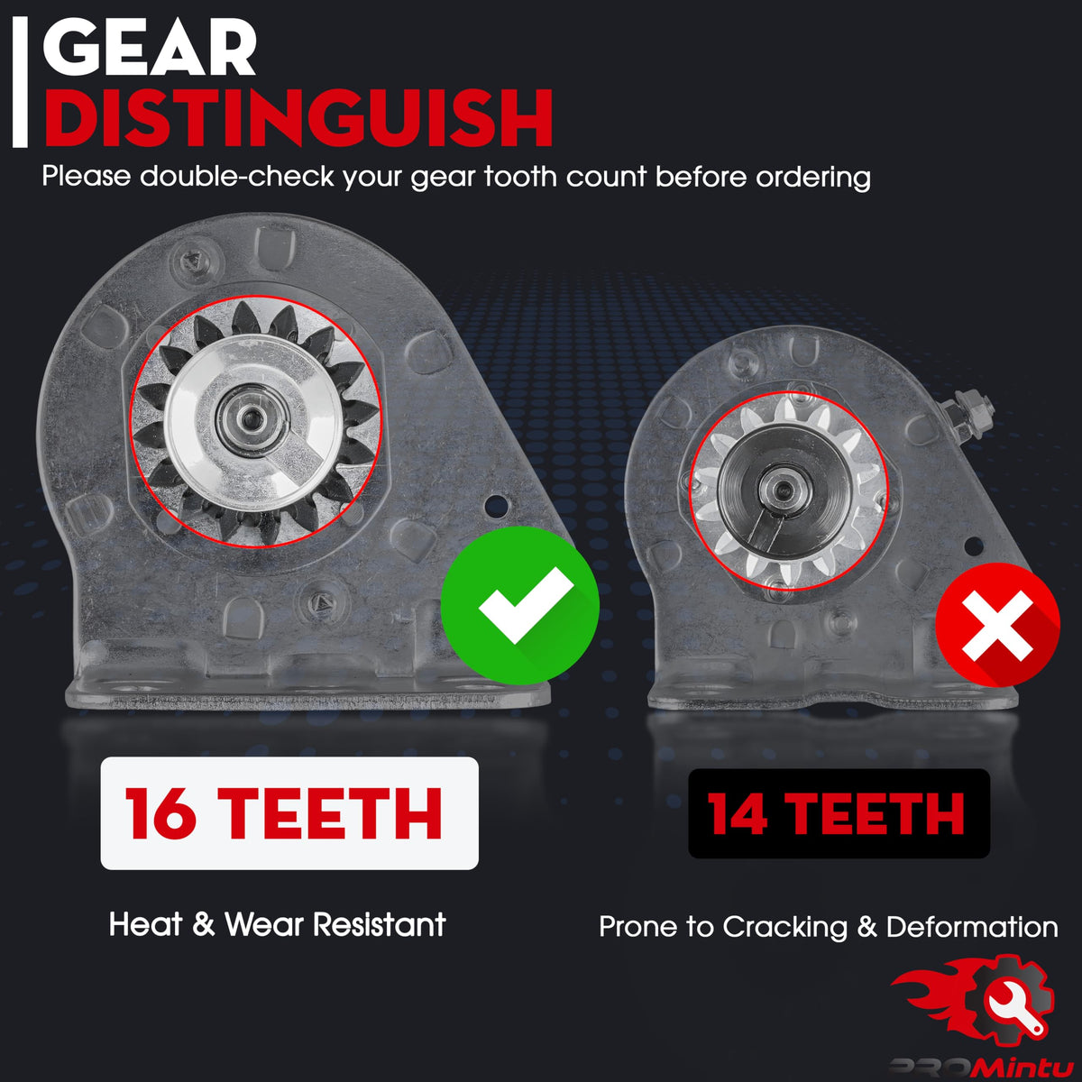 Close-up of ProMintu 16-tooth starter for Craftsman LT3000 with rugged casing