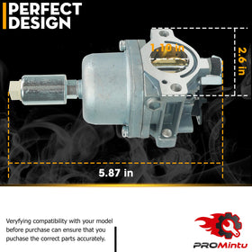 Promintu 15hp Briggs Stratton carb closeup shows smooth power delivery.