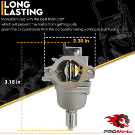 Promintu 16hp Briggs Stratton carburetor closeup supports engine efficiency.
