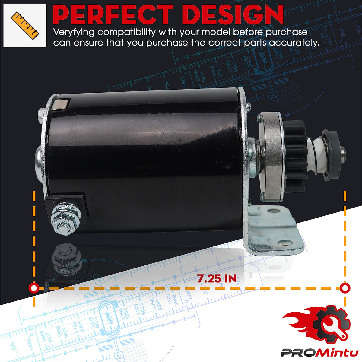 ProMintu starter motor highlights compatibility with S and D series flywheels