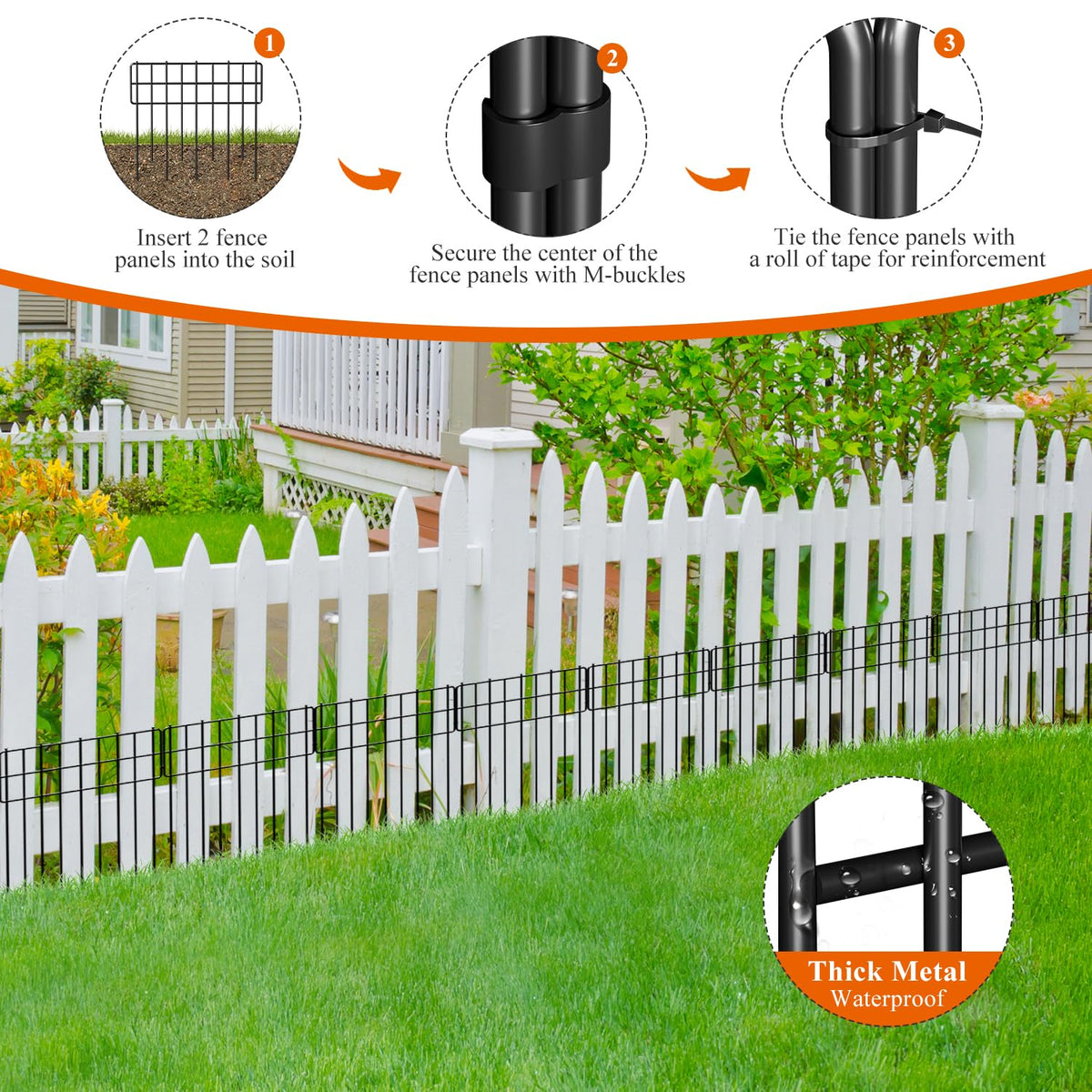 Promitop garden border panel black demonstrates connected panels for seamless fencing.