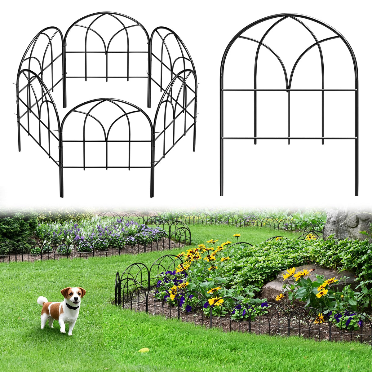 Promitop small garden fence border with arch panels for all-season yard use