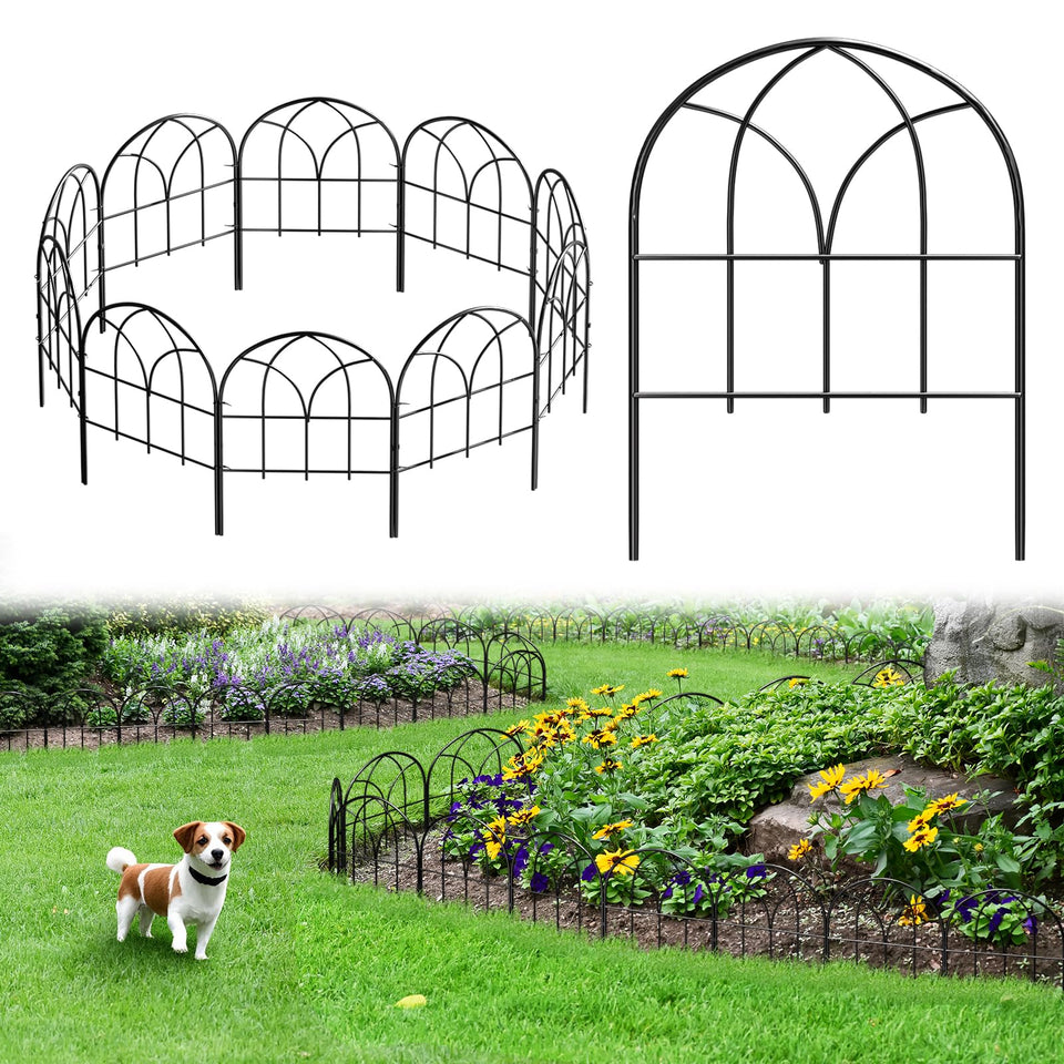 Promitop small garden fence panel in black metal for durable outdoor borders.