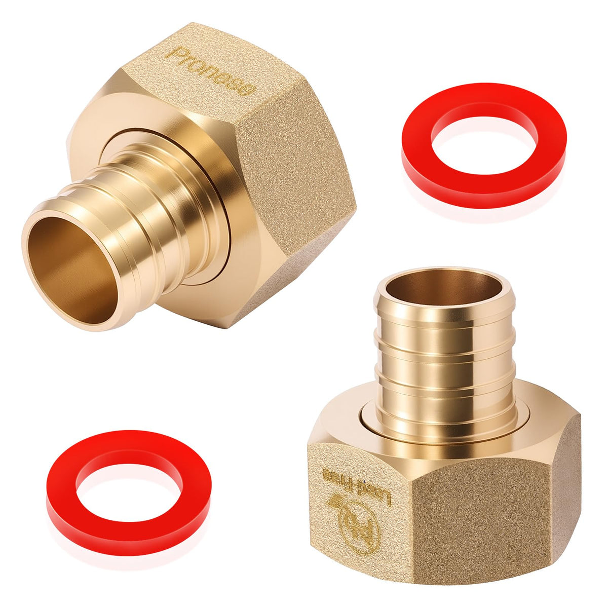 Pronese brass garden hose adapter swivel connector showing 360 rotation for leakproof seal