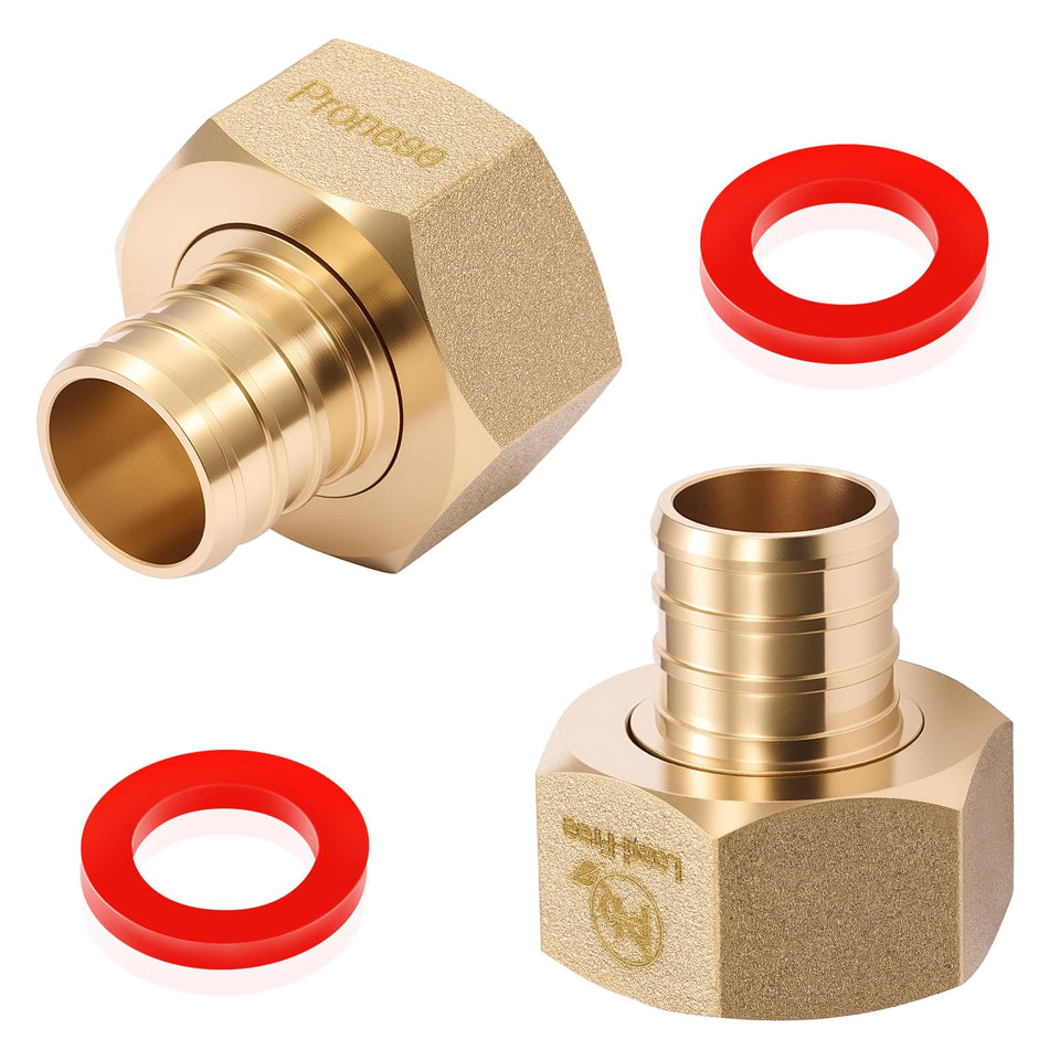 Pronese brass garden hose adapter swivel connector showing 360 rotation for leakproof seal