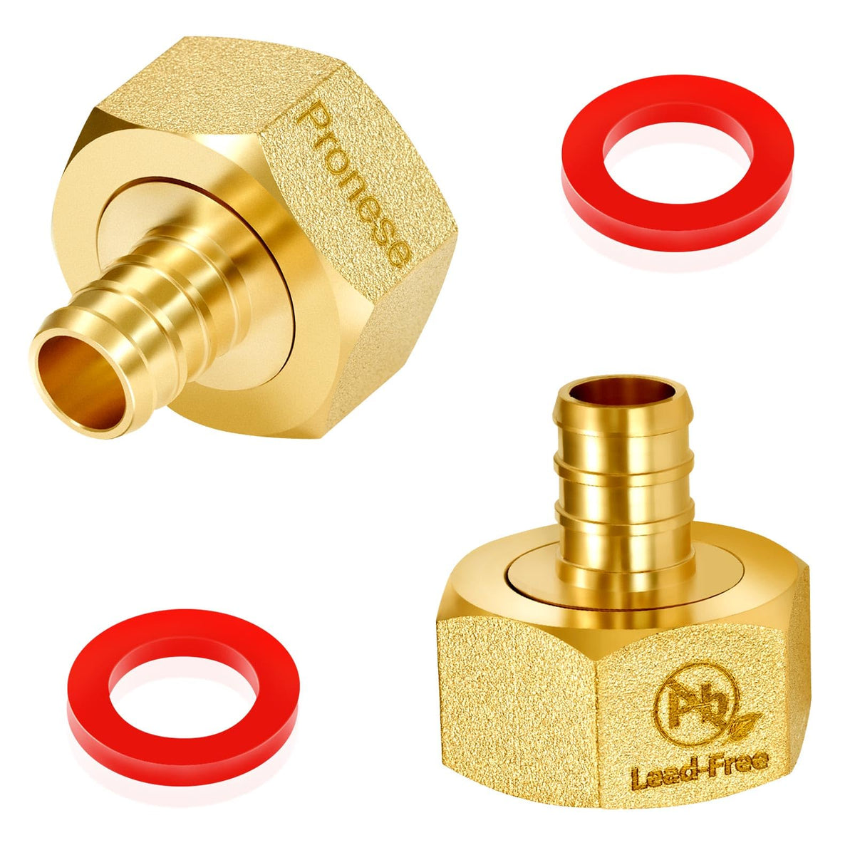 Pronese brass garden hose adapter with swivel connection for leak-free operation.