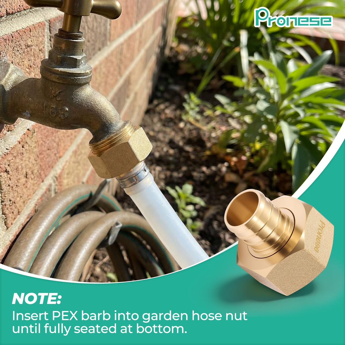 Pronese heavy-duty brass body resists corrosion for long outdoor use.
