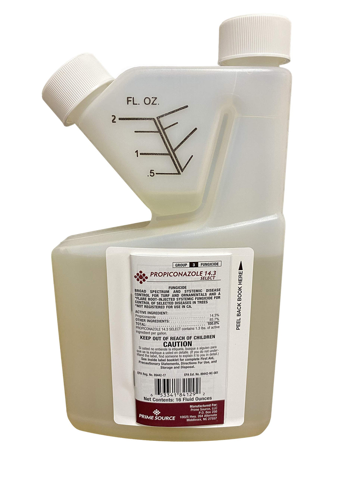 Propiconazole 14.3 Select bottle being poured for turf disease prevention.