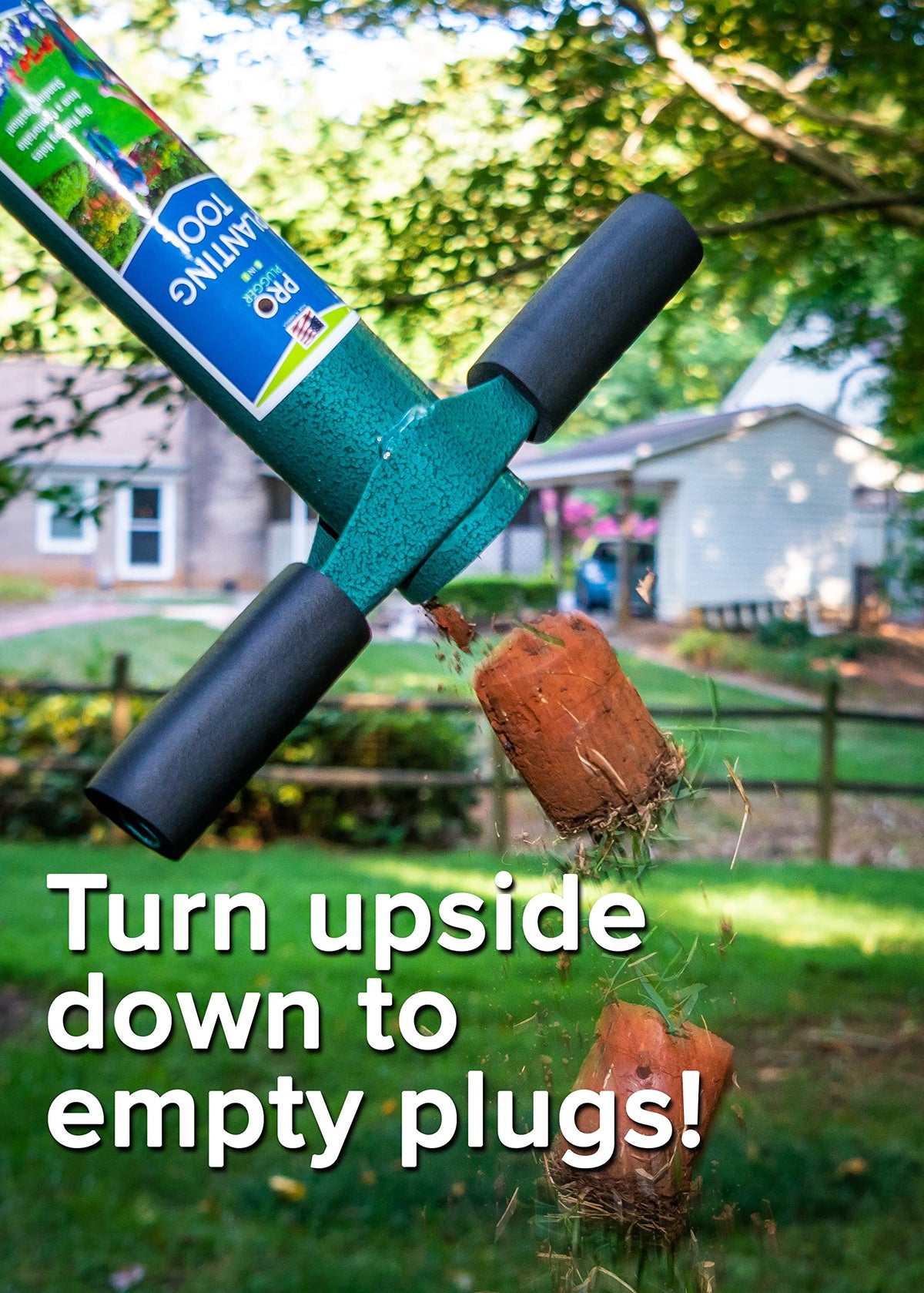 ProPlugger multi-use tool demonstrates planting, weeding, and soil sampling in one pass.