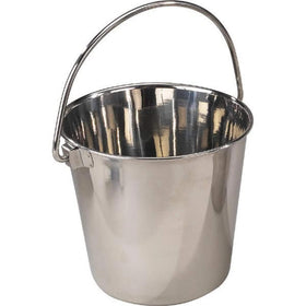 ProSelect 1-quart stainless steel pail with contoured snag-free handle for safe feed distribution.