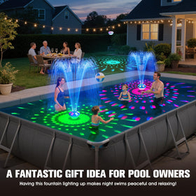 ProSplash 2026 pool fountain light-show delivers vibrant nighttime ambiance.
