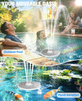 Prosplash floating solar pool fountain shows dynamic jet height in sunlight