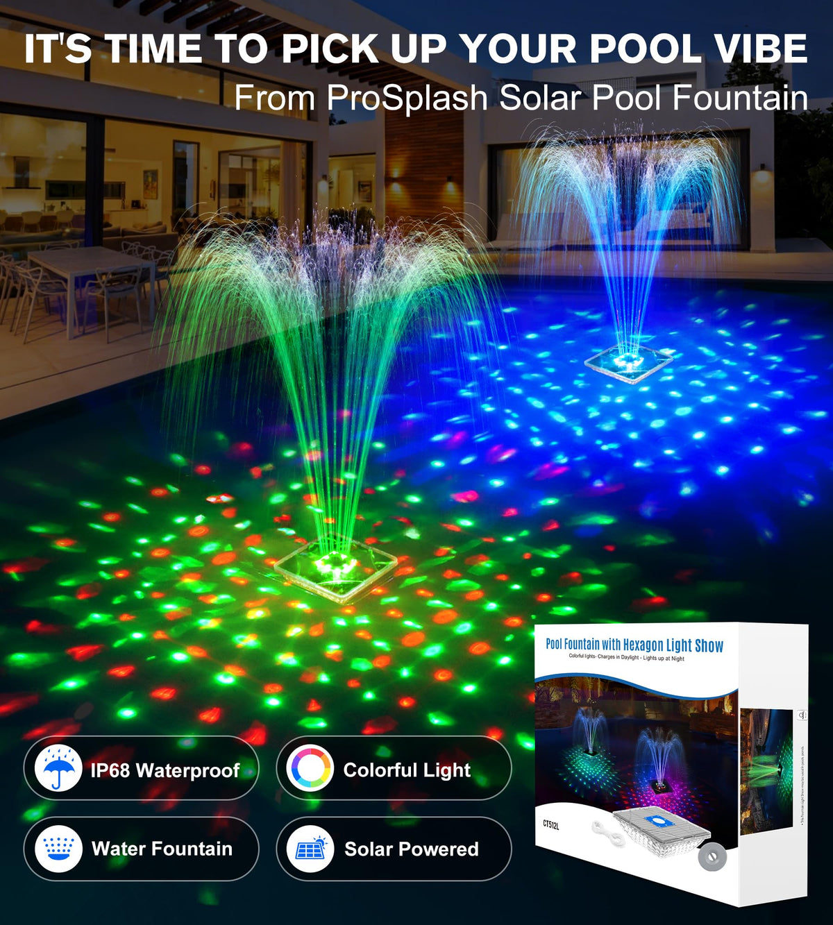 ProSplash fountain compatible with above-ground and in-ground pools.