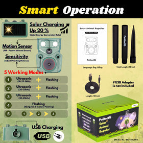 ProtectG Solar Ultrasonic Animal Repellent weatherproof body withstands rain, snow, and heat.
