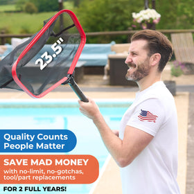 ProTuff 23-inch pool net with fine mesh handles small leaves and bugs efficiently