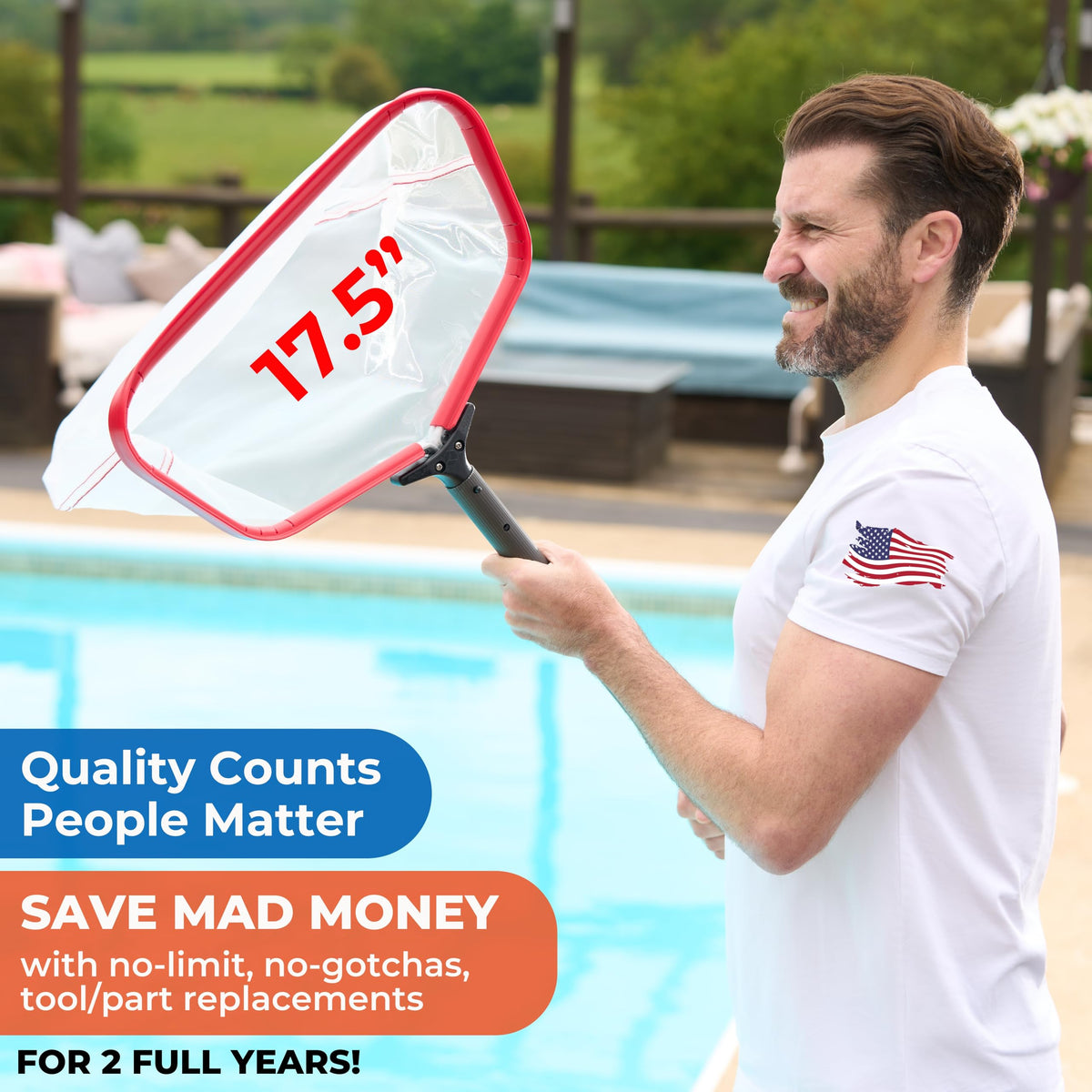 Protuff 17in net with fine mesh captures silt, sand, and pollen before clouding water