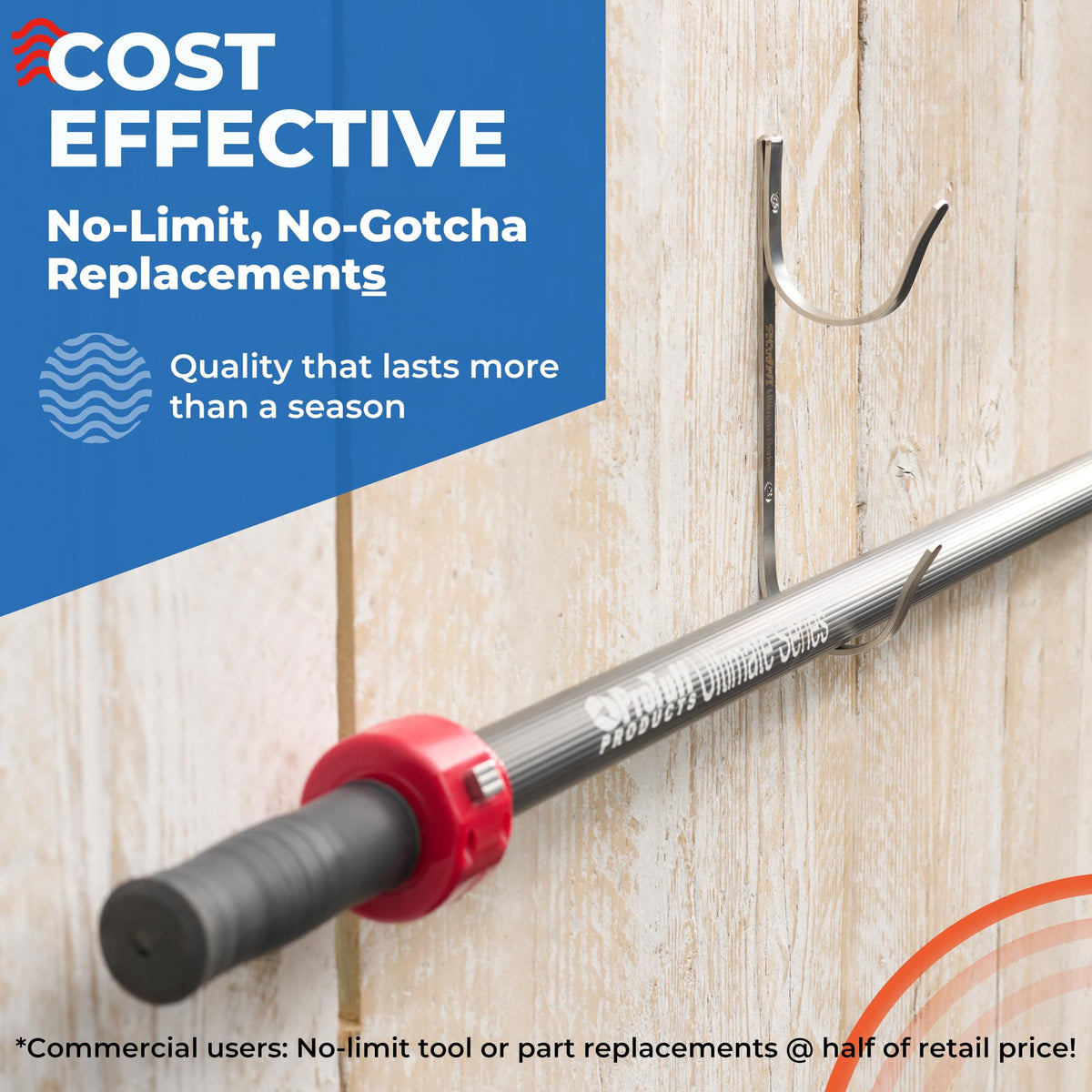 ProTuff stainless steel hooks pool hanger highlights durable, rust-proof hardware.