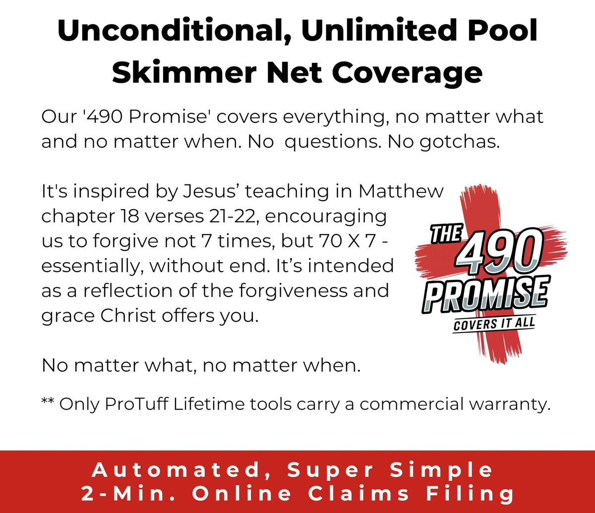 ProTuff Flat Pool Skimmer Net aluminum frame resists bending during cleanup