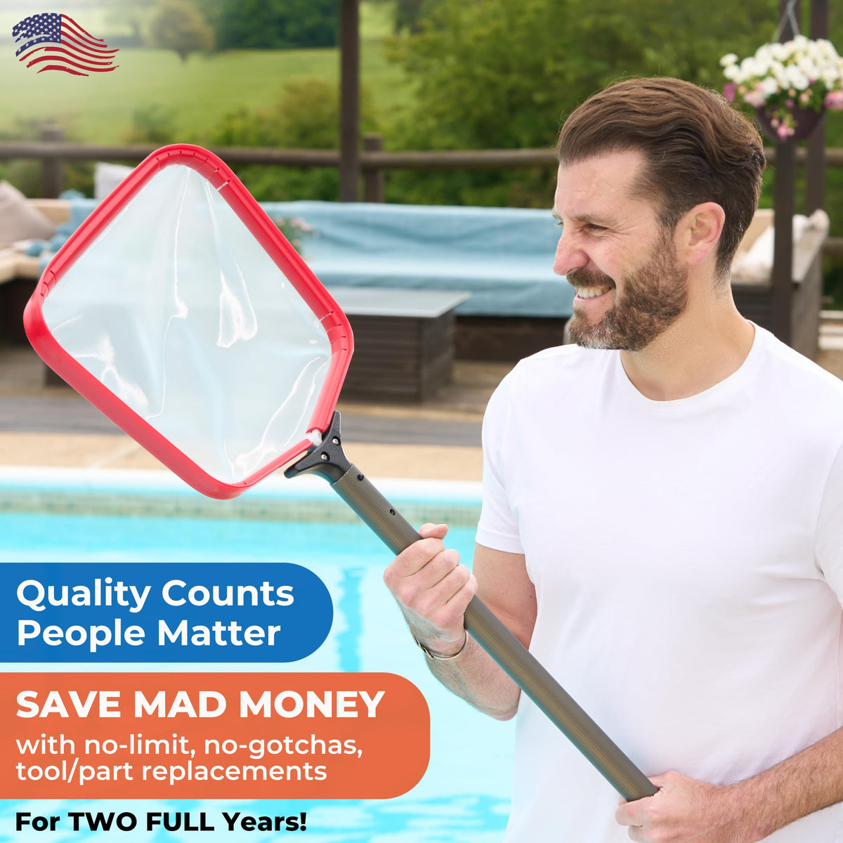 ProTuff Skimmer Net features quick-connect for easy pole attachment