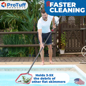 ProTuff Skimmer Net with raised rim aids efficient surface debris removal