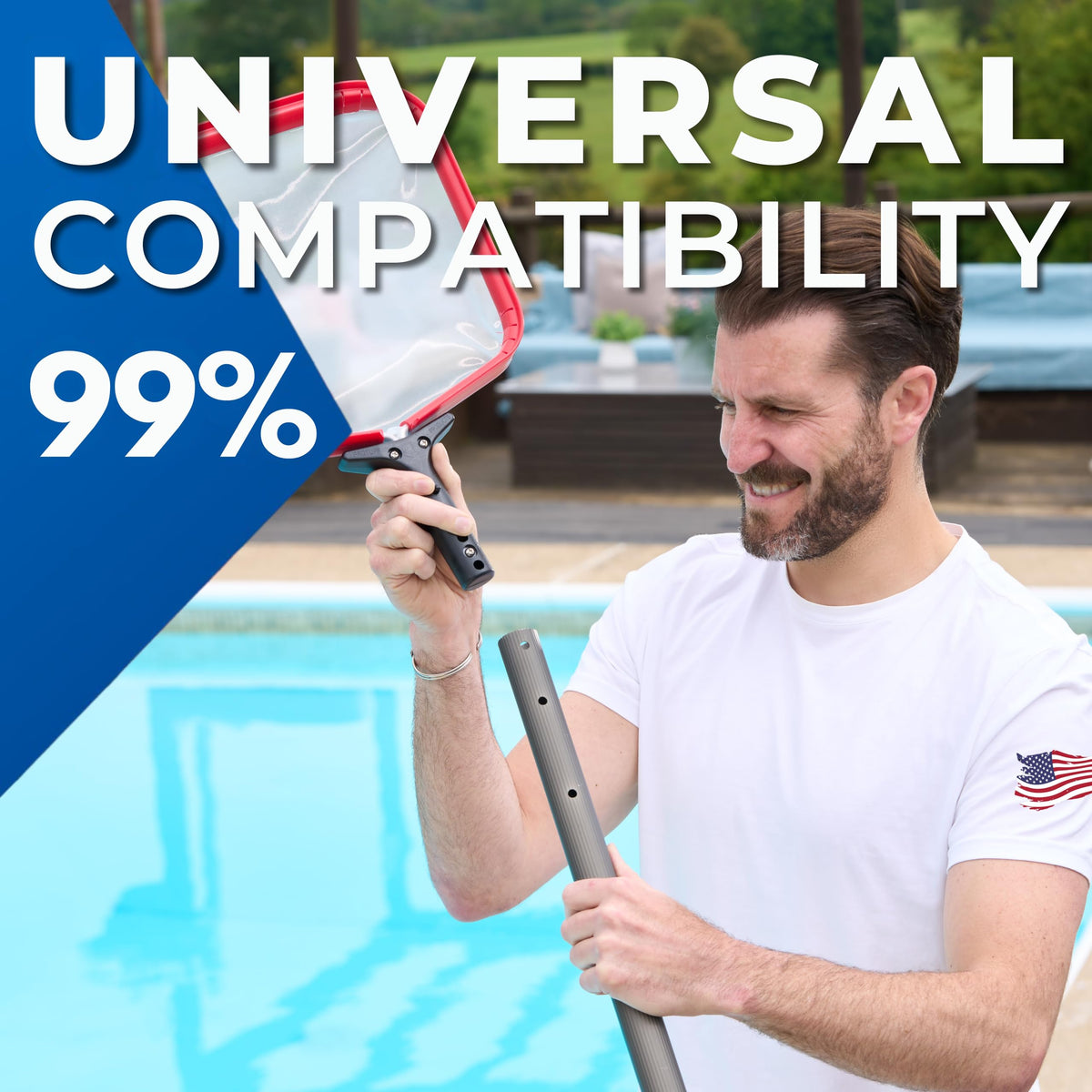 ProTuff Skimmer Net plastic rim protects delicate pool surfaces