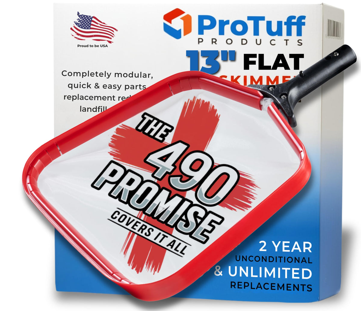 ProTuff Flat Pool Skimmer Net with ultra-fine mesh captures tiny debris
