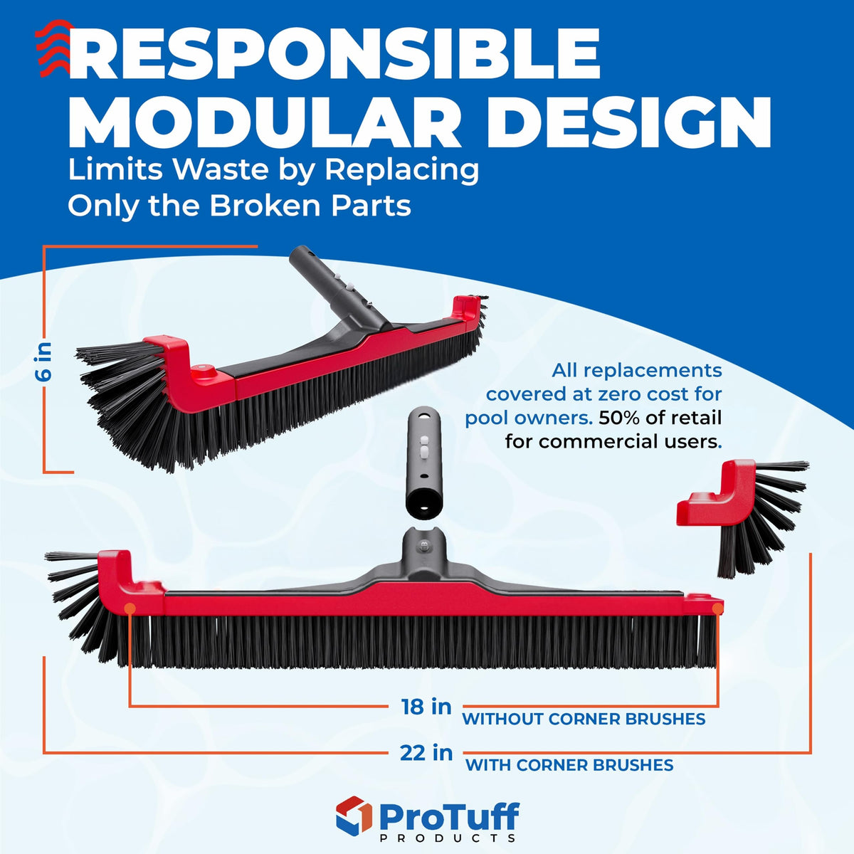 ProTuff Products versatile brush works with most standard pool poles.