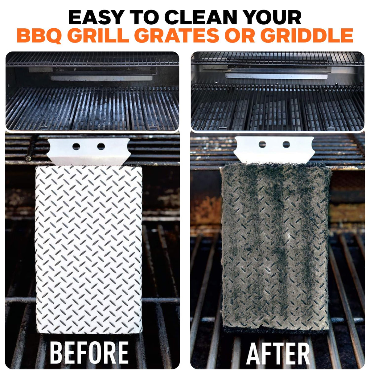 Q-Swiper is safe on stainless steel, porcelain, and cast iron grills