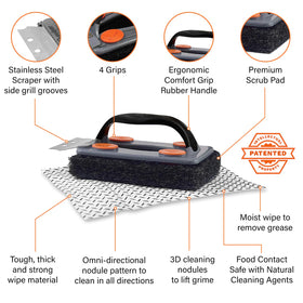 Stainless steel scraper from Proud Grill Q-Swiper tackles burnt-on residue