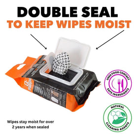 Folding a Proud Grill Q-Swiper for targeted scrubbing on tough spots.