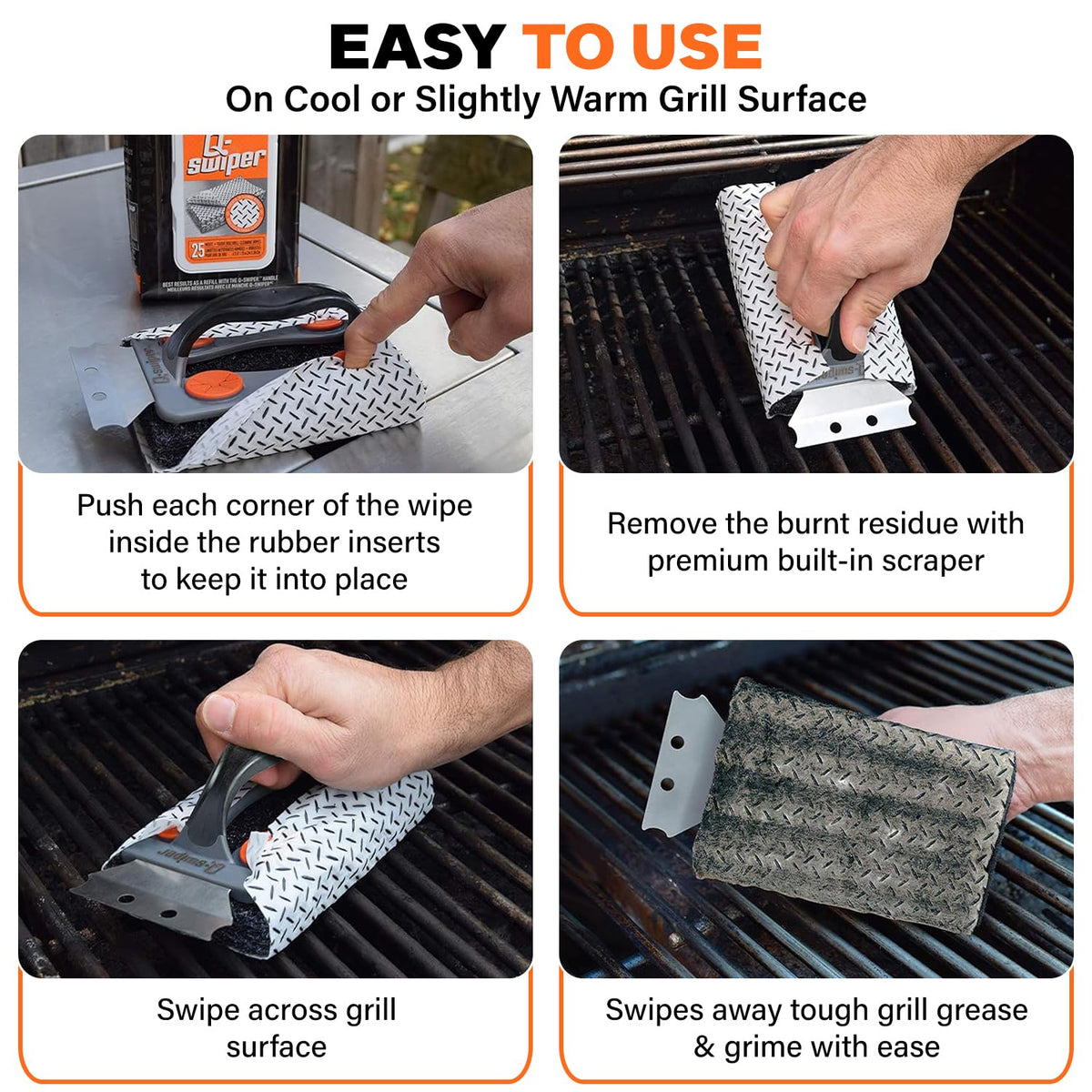 Proud Grill Q-Swiper wipes pack provides replaceable, grease-fighting cleaning for grills