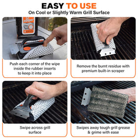 Proud Grill Q-Swiper wipes pack provides replaceable, grease-fighting cleaning for grills