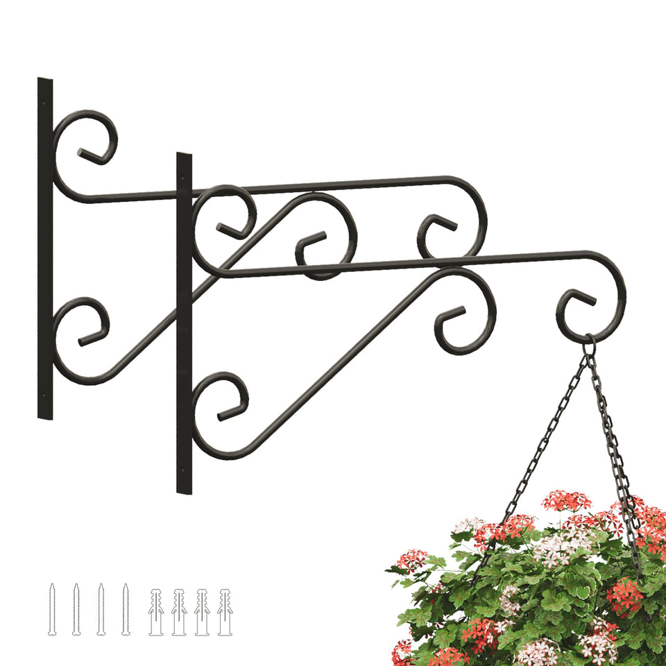 PROWORX 2 Pack 16 Inch Plant Hanger Bracket mounted on wall for durable pots.