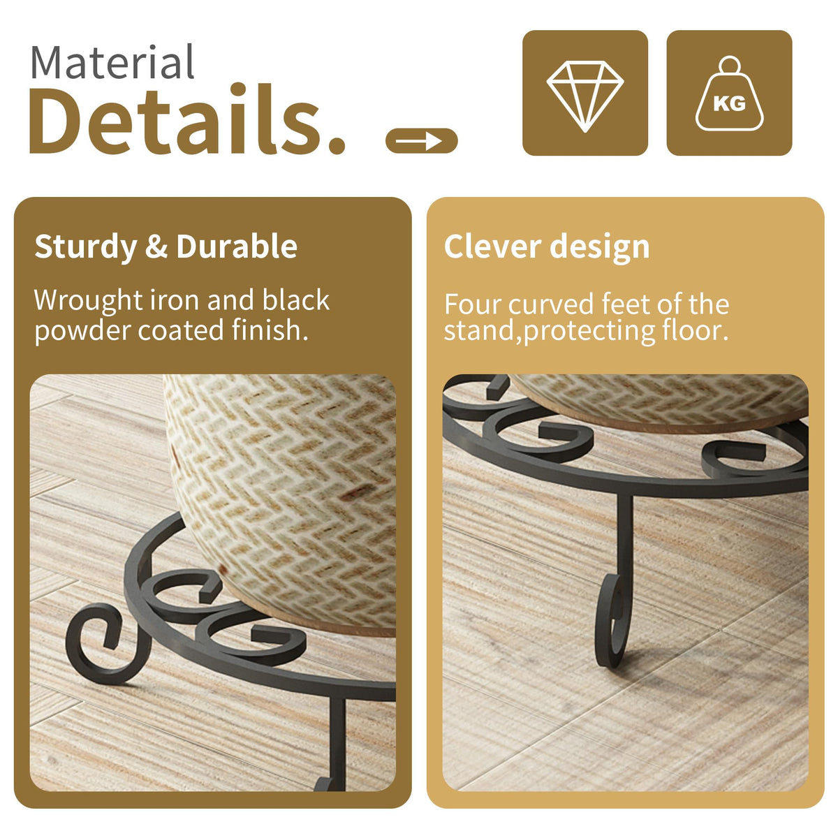 PROWORX elegant wrought-iron plant stand adds a stylish touch to any space