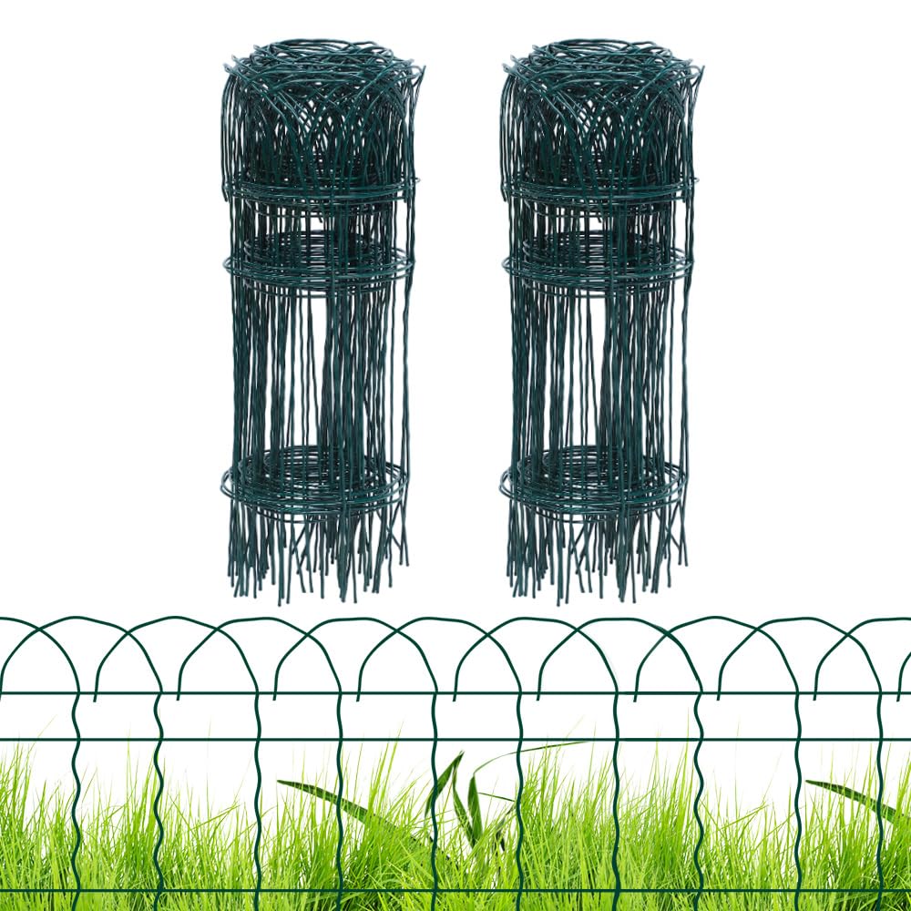 PROWORX green garden fence border setup shows easy soil insertion.